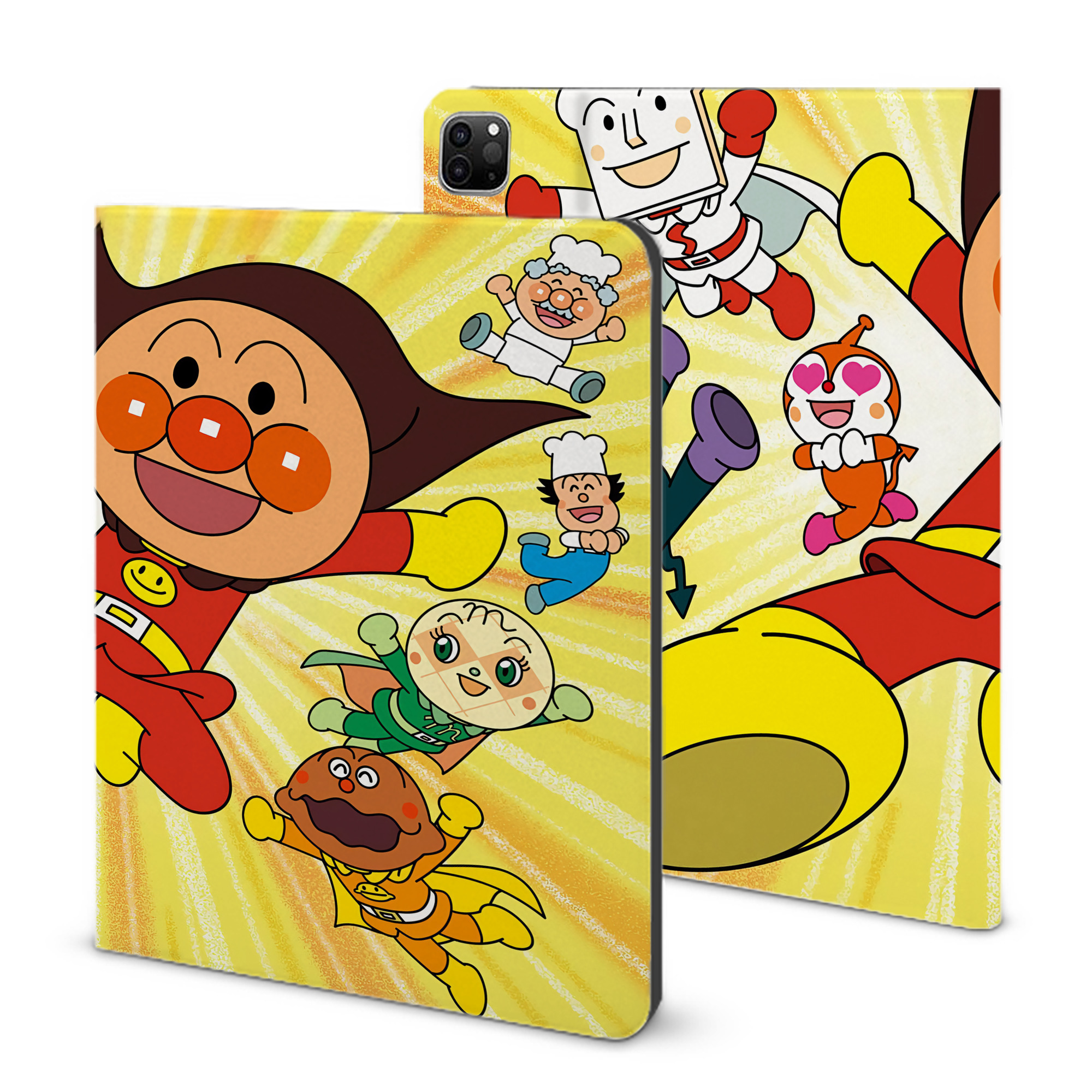 （画像用） アンパンマン Anpanman IPad ケース ブック型 PUレザー TPU 耐衝撃 軽量 薄型 ペン収納なし 全面保護 IPad 各モデル対応